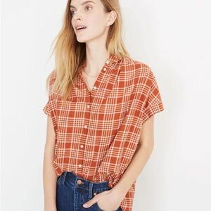 Madewell Central Fieldgate Plaid Short Sleeve Button Down Shirt